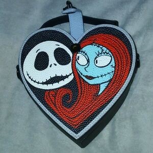 Heart-Shaped  Jack and Sally Character Crossbody Bag
